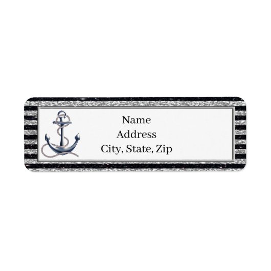 Nautic Anchor Silver Black Stripes-Adresse (Vorne)