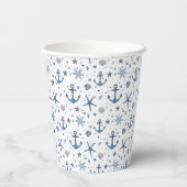Nautic Anchor Starfish Beach Theme Paper Cups Pappbecher (Rückseite)
