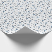 Nautic Anchor Starfish Blue and White Gift Wrap Geschenkpapier (Ecke)