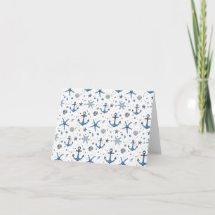 Nautic Anchor Starfish Blue and White Notecard Dankeskarte