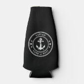 Nautic Anchor Stars Captain Boat oder Name Black Flaschenkühler (Vorderseite)