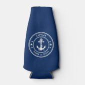 Nautic Anchor Stars Captain Boat oder Name Navy Flaschenkühler (Vorderseite)