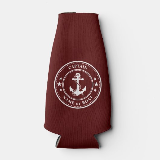 Nautic Anchor Stars Captain Boat oder Name Red Flaschenkühler (Vorderseite)