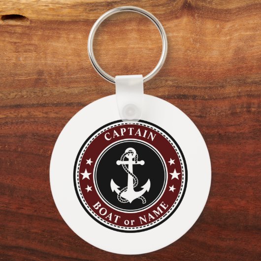 Nautic Anchor Stars & Rope Captain Name oder Boot Schlüsselanhänger (Vorderseite)