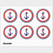 Nautic Anchor Stickers Red White Blue (Blatt)