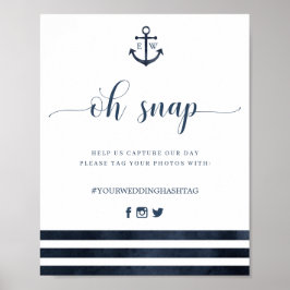 Nautic Anchor Stripes Wedding Oh Snap Zeichen Poster