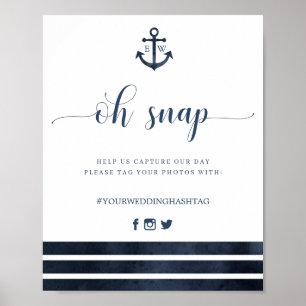 Nautic Anchor Stripes Wedding Oh Snap Zeichen Poster