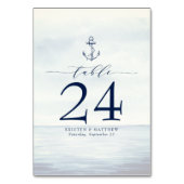 Nautic Anchor Watercolor Ocean Navy Blue Tischnummer (Rückseite)