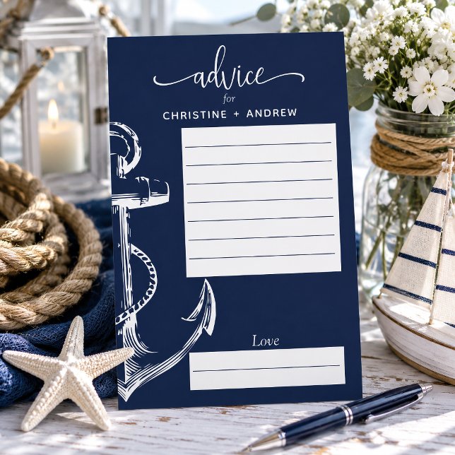 Nautic Anchor Wedding Advise Navy (Allow your guests to fill out advice cards to give you some wisdom going into your marriage.
)