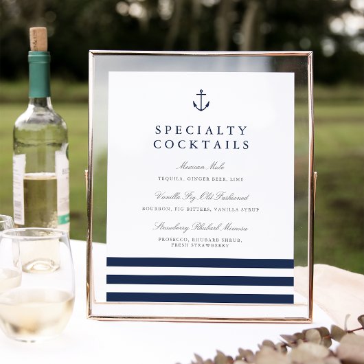 Nautic Anchor Wedding Bar Sign Poster
