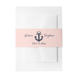 Nautic Anchor Wedding Blush und Navy Blue Einladungsbanderole