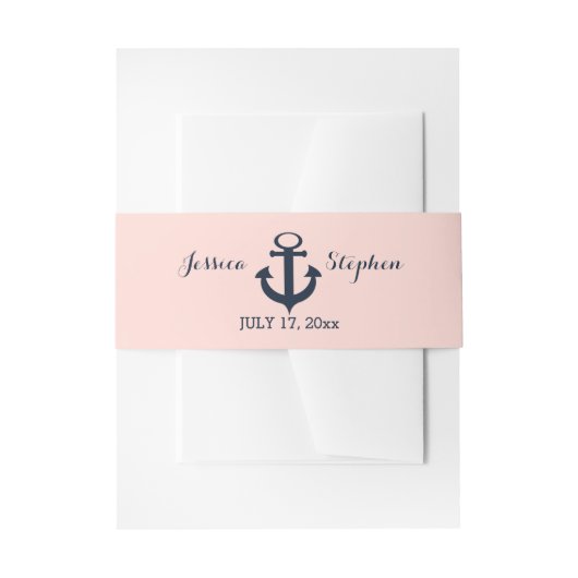 Nautic Anchor Wedding Blush und Navy Blue Einladungsbanderole (Vorderseite Beispiel)