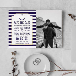 Nautic Anchor Wedding Foto Save the Date real Folieneinladung