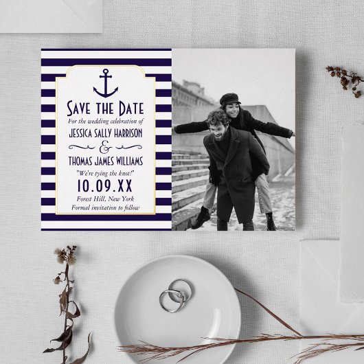 Nautic Anchor Wedding Foto Save the Date real Folieneinladung