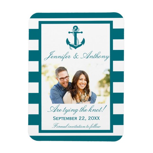 Nautic Anchor Wedding Foto speichern das Date Magn Magnet (Vertikal)