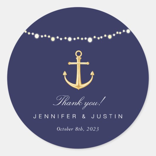 Nautic Anchor Wedding Gefallen Danke Stickers (Vorderseite)