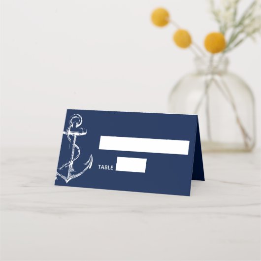 Nautic Anchor Wedding Navy Platzkarte (Vorderseite)