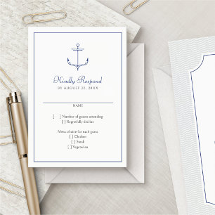 Nautic Anchor Wedding RSVP Karte
