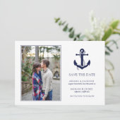 Nautic Anchor Wedding RSVP Save The Date (Stehend Vorderseite)
