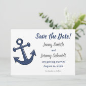 Nautic Anchor Wedding Save the Date Card (Stehend Vorderseite)