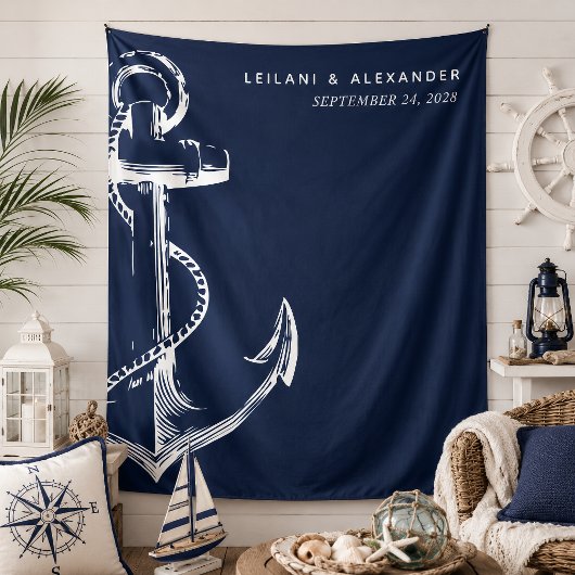 Nautic Anchor Wedding Wandteppich