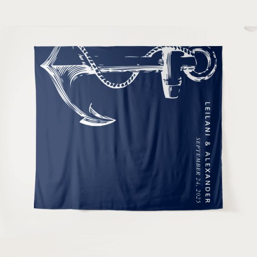 Nautic Anchor Wedding Wandteppich (Vorderseite (Horizontal))