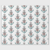 Nautic Anchor Weihnachtswrapping Paper Geschenkpapier (Flach)