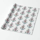 Nautic Anchor Weihnachtswrapping Paper Geschenkpapier (Ungerollt)