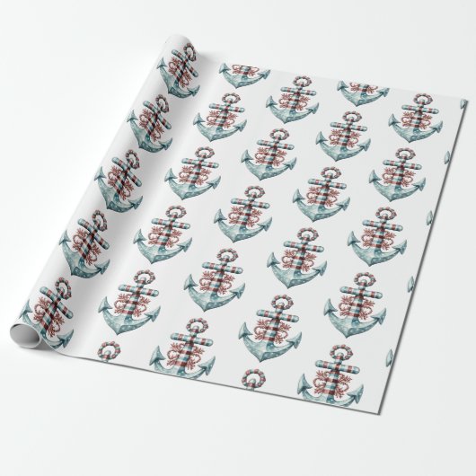 Nautic Anchor Weihnachtswrapping Paper Geschenkpapier (Ungerollt)