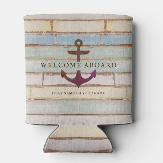 Nautic Anchor WELCOME ABOARD Rustic Bootname Dosenkühler (Rückseite)