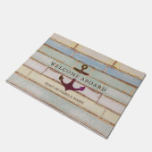 Nautic Anchor WELCOME ABOARD Rustic Bootname Fußmatte (Schrägansicht)