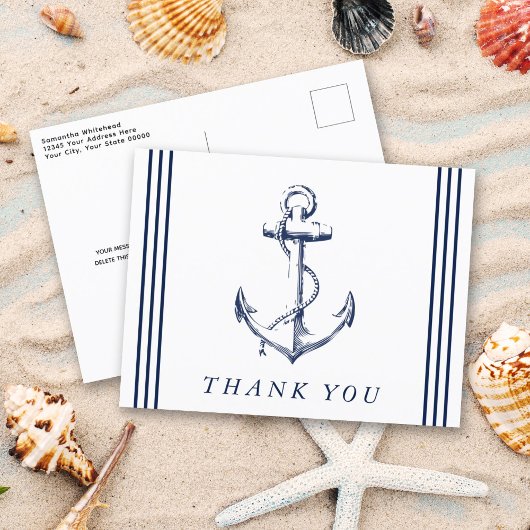 Nautic Anchor White Vielen Dank Postkarte