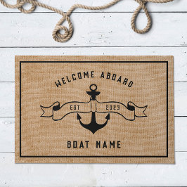 Nautic Anchor Willkommensgruß an Bord Burlap und B Fußmatte