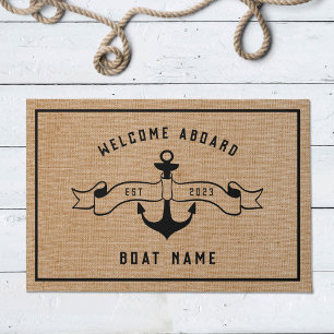 Nautic Anchor Willkommensgruß an Bord Burlap und B Fußmatte