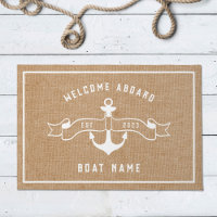 Nautic Anchor Willkommensgruß an Bord Burlap und W
