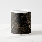 Nautic Anchor World Map Mit Monogramm Black Jumbo-Tasse (Vorderseite)