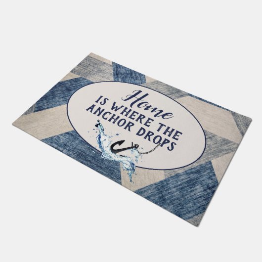 Nautic Anchor Zuhause Quote Fußmatte (Schrägansicht)
