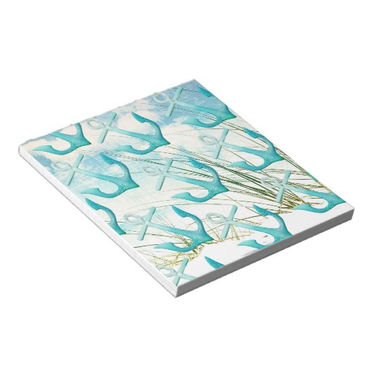 Nautic Anchors Beach Ocean Seaside Coastal Thema Notizblock (angewinkelt)