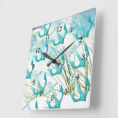 Nautic Anchors Beach Ocean Seaside Coastal Thema Quadratische Wanduhr (Winkel)