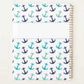Nautic Anchors Blue Trendy Monogram Planer (Rückseite)