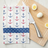 Nautic Anchors Red White Blue Küchentuch (Viertel Falte)