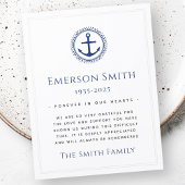 Nautic Anker Beerdigung Beileid Dankeschön Karte