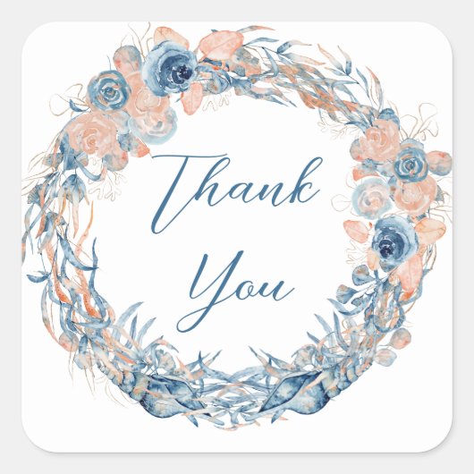 Nautic Aquamarin Aqua Turquoise Blue Floral Anchor Quadratischer Aufkleber (Vorderseite)