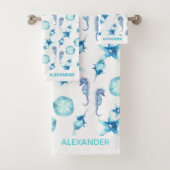 Nautic Aquamarin Blue Coastsea Life Badhandtuch Set (Insitu)