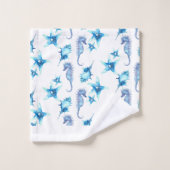 Nautic Aquamarin Blue Coastsea Life Badhandtuch Set (Waschlappen)