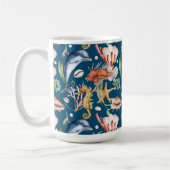 Nautic Aquatic Life Pattern / Blue Coffee Tasse (Links)