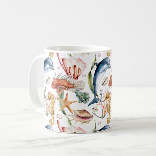 Nautic Aquatic Life Pattern Kaffeetasse (Vorderseite Links)
