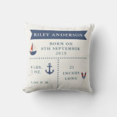 Nautic Baby Birth Announcement Pillow Kissen (Vorderseite)