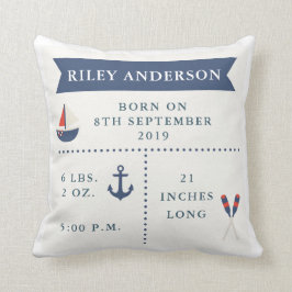 Nautic Baby Birth Announcement Pillow Kissen