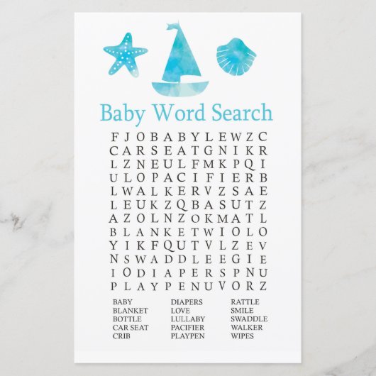 Nautic Baby Shooter Word Search Game (Vorderseite)